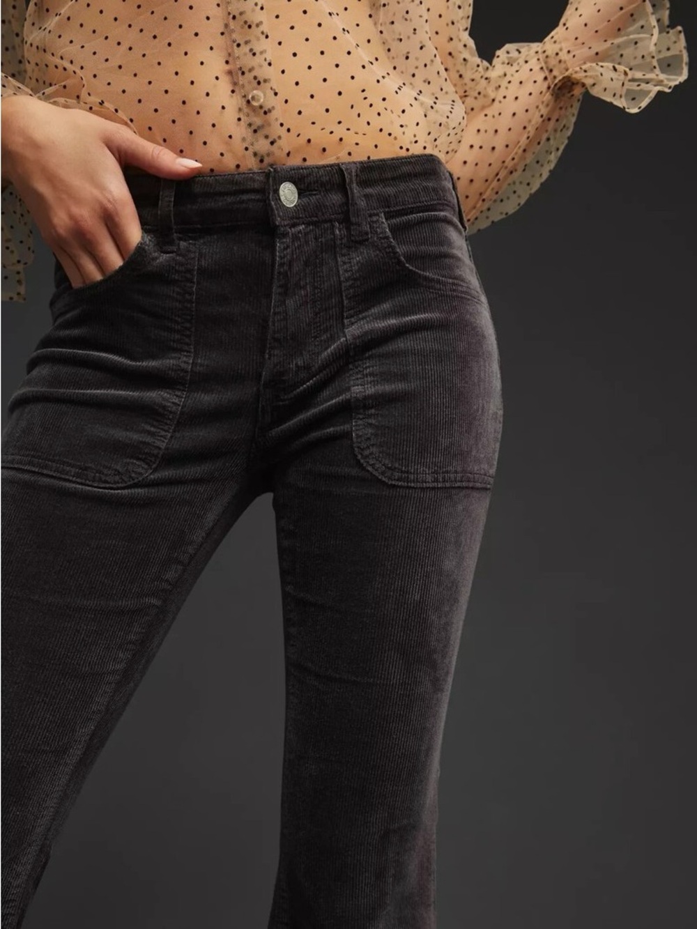Pilcro - The Icon Low-rise Corduroy Chop Pocket Flare Pants (Anthropologie)